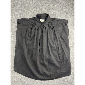 Nili Lotan Shirt Womens Small Button Front Relaxed Blouse Short Sleeve